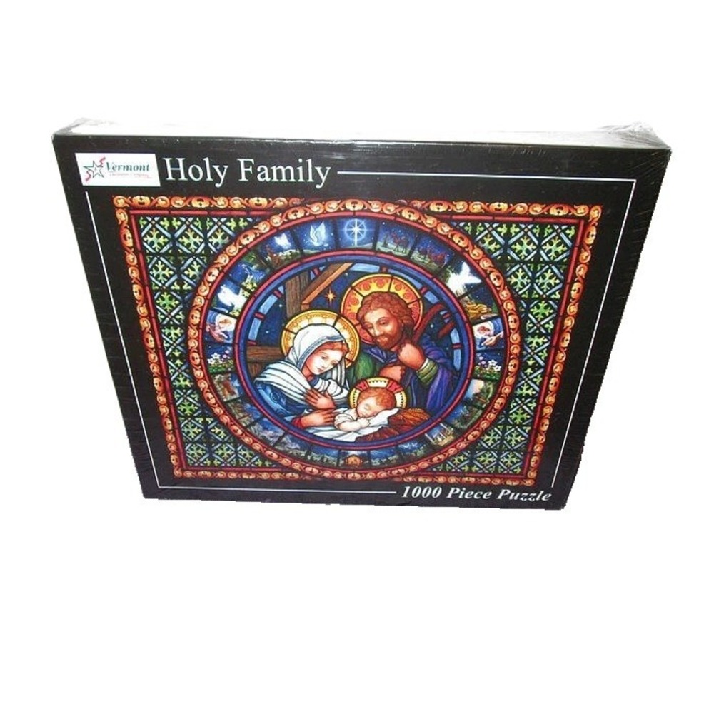 NOS Stained Glass Holy Family Jigsaw Puzzle Jesus Vermont Christmas USA Sealed